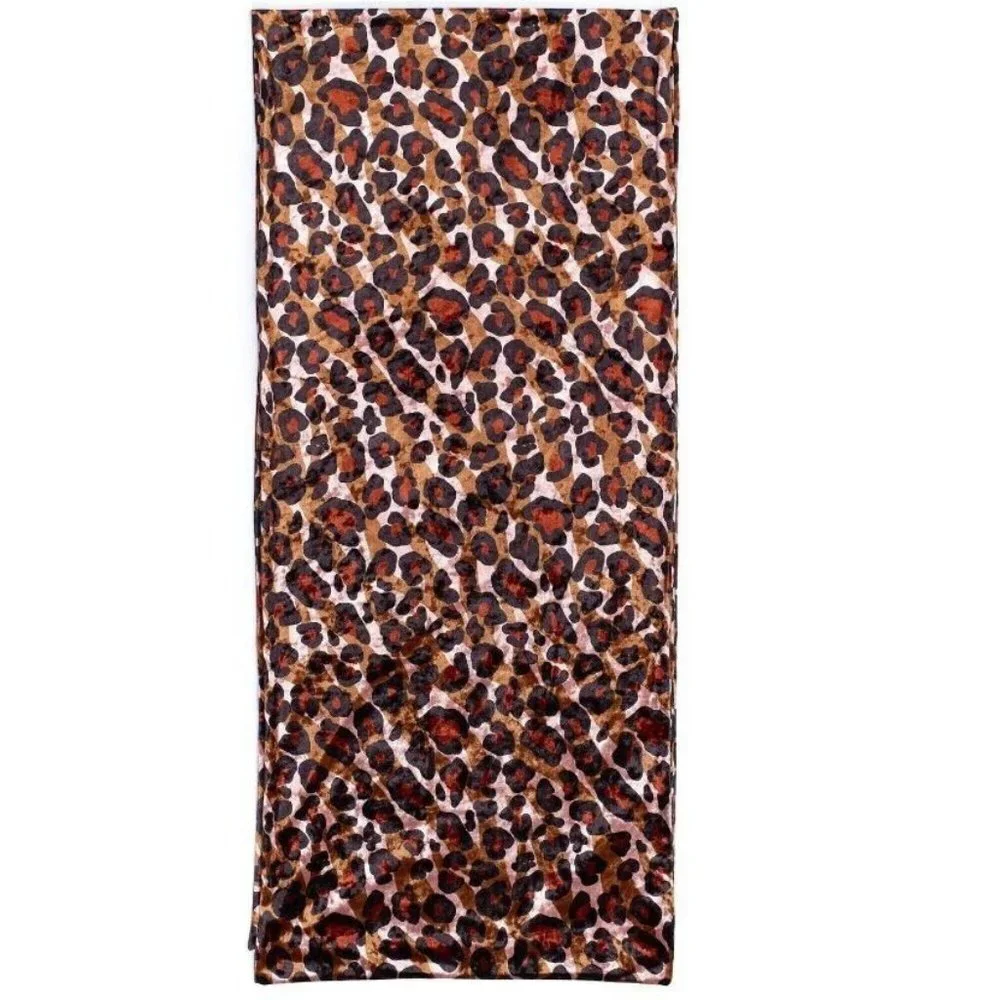 ECHO NEW YORK leopard animal print velvet tubular women's scarf wrap - BROWN